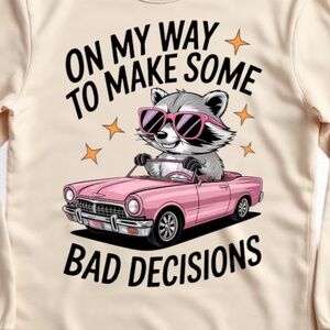 Funny Racoon T-shirt  S M L XL Sand  Long sleeve Custom made Funny Sassy New